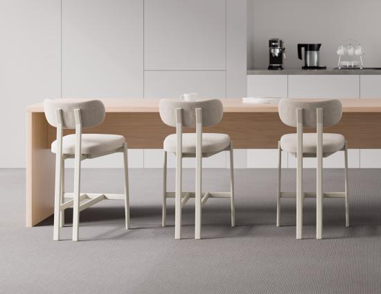 Nova Kitchen Stool - Dove Legs - Shell Fabric