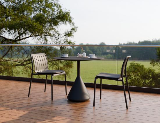 Kora Cafe Table 90cm Dia - Outdoor - Charcoal - Basalt Ceramic Top