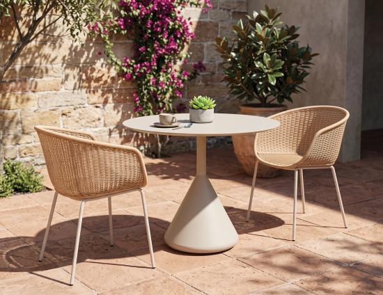 Kora Cafe Table 90cm Dia - Outdoor - Latte