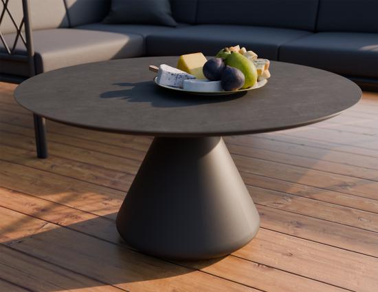 Kora Coffee Table 90m Dia - Outdoor - Charcoal - Basalt Ceramic Top