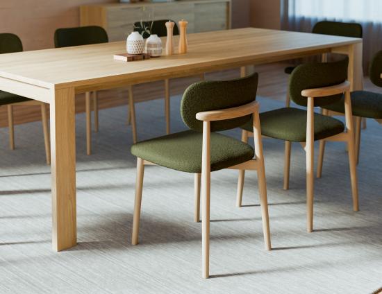 Oskar Dining Chair - Natural - Hunter Green Fabric 