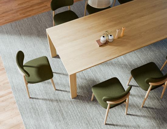 Oskar Dining Chair - Natural - Hunter Green Fabric 