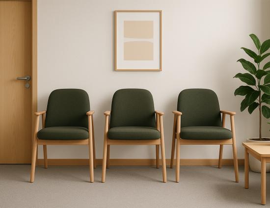 Lina Armchair - Natural - Hunter Green Fabric 