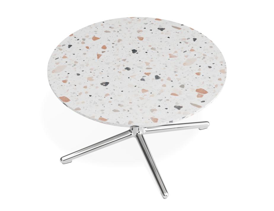 P 4 Place Coffeetable 700dia Terrazzo Chrome