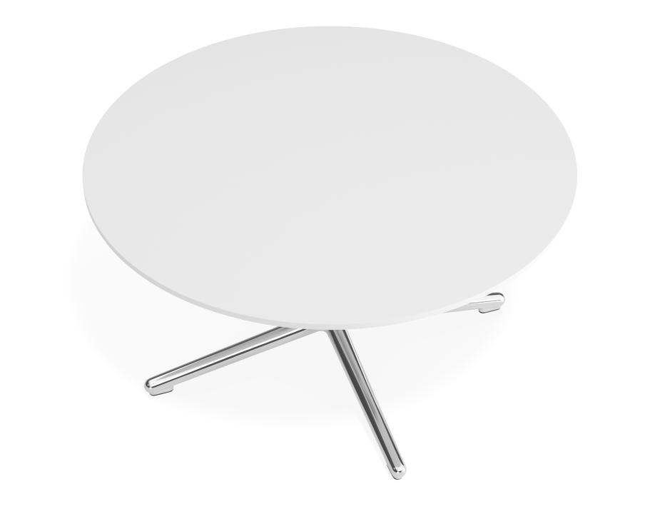 P 4 Place Coffeetable 800dia White Chrome