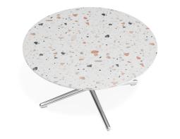 P 4 Place Coffeetable 800dia Terrazzo Chrome