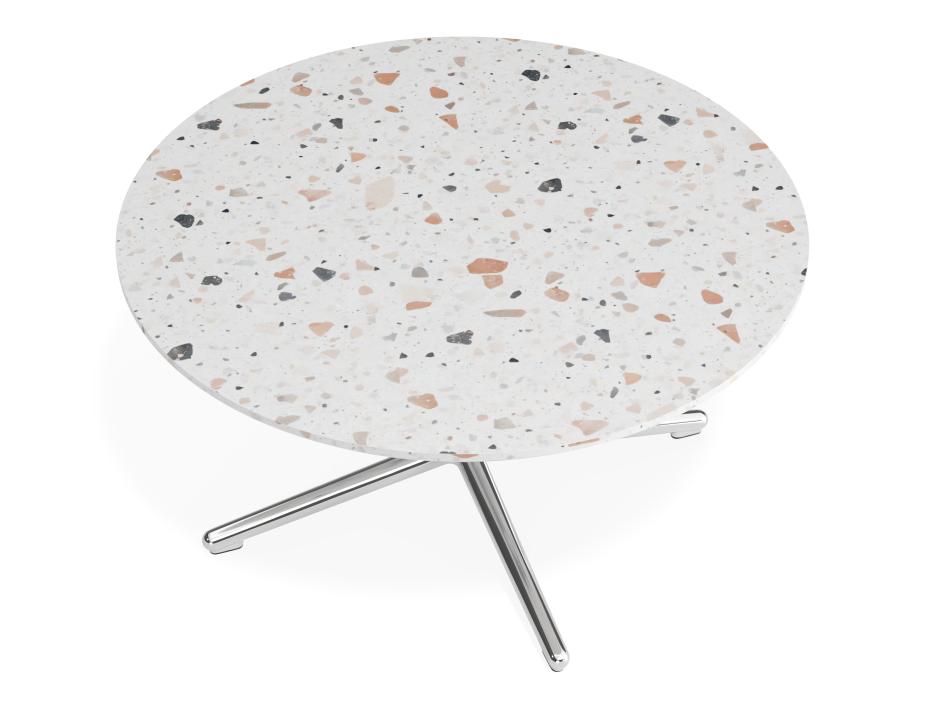 P 4 Place Coffeetable 800dia Terrazzo Chrome