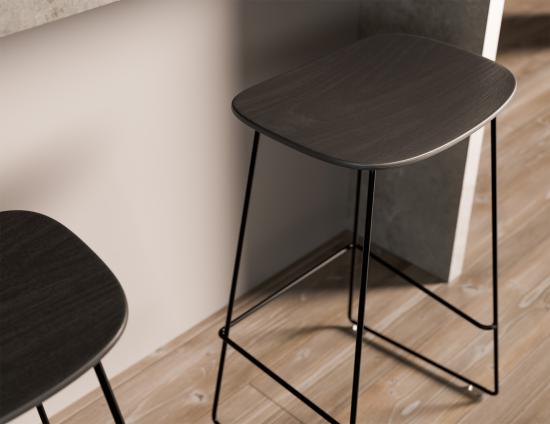 Elva Stool - Black Seat - Black Frame