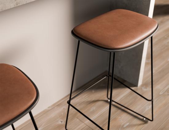Elva Stool - Black Seat - Tan Pad - Black Frame