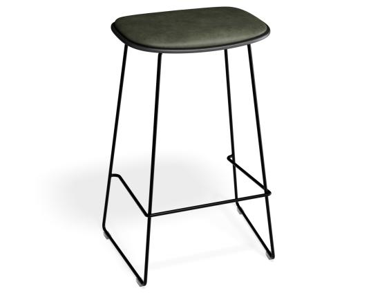 Elva Stool - Black Seat - Green Pad - Black Frame