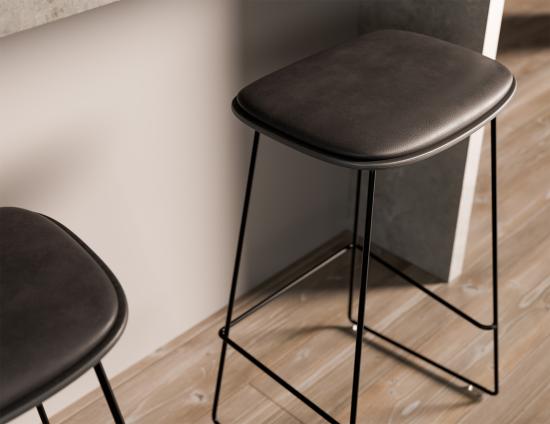 Elva Stool - Black Seat - Black Pad - Black Frame