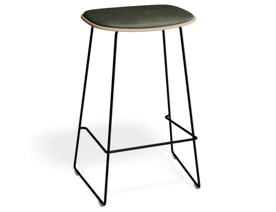 Elva Stool - Natural Seat - Green Pad - Black Frame