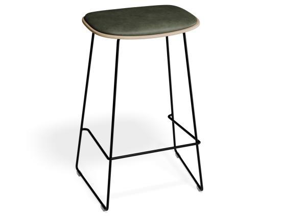 Elva Stool - Natural Seat - Green Pad - Black Frame