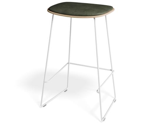 Elva Stool - Natural Seat - Green Pad - White Frame