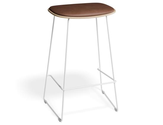Elva Stool - Natural Seat - Tan Pad - White Frame
