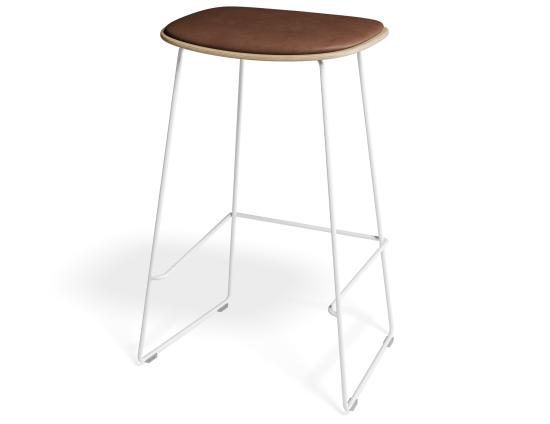 Elva Stool - Natural Seat - Tan Pad - White Frame