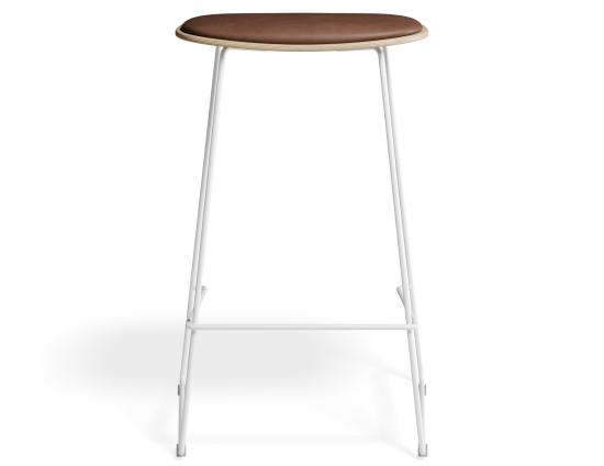 Elva Stool - Natural Seat - Tan Pad - White Frame