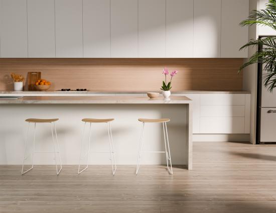 Elva Stool - Natural Seat - White Frame