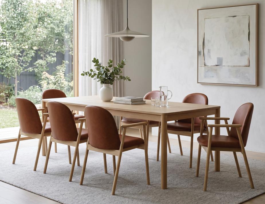Tan Brown Oak Arm Chair