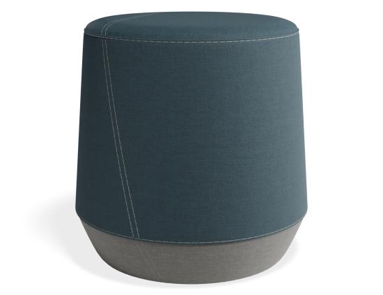 Button Small Ottoman - Light Grey - Blue