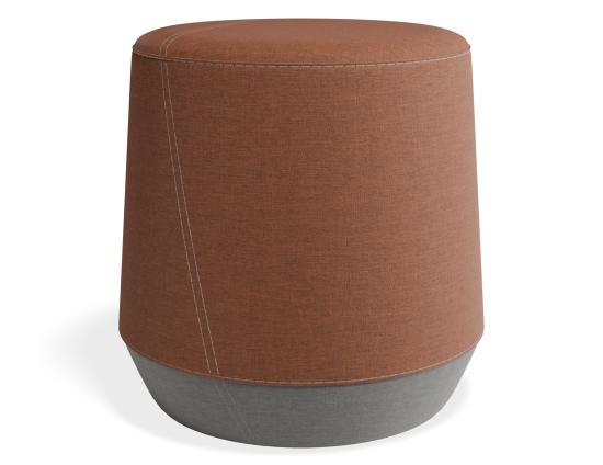 Button Small Ottoman - Light Grey Lower - Brown Upper