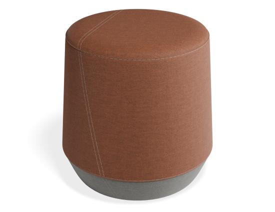 Button Small Ottoman - Light Grey Lower - Brown Upper
