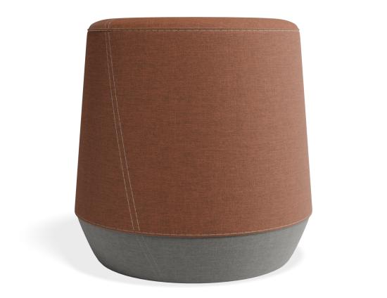 Button Small Ottoman - Light Grey Lower - Brown Upper