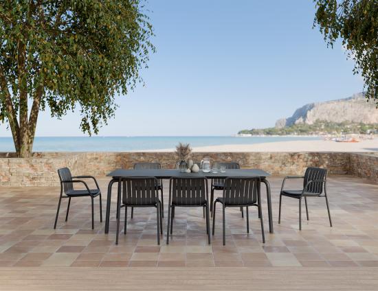 Roku Dining Table 220cm - Outdoor - Charcoal - Basalt Ceramic