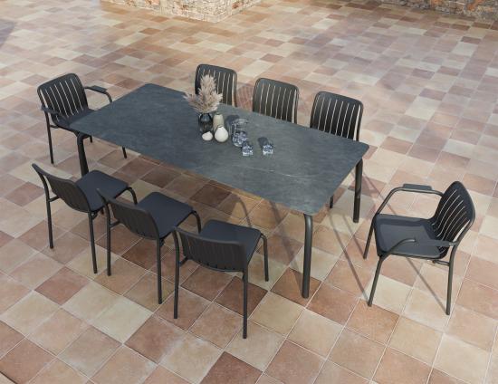 Roku Dining Table 220cm - Outdoor - Charcoal - Basalt Ceramic