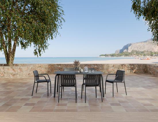 Roku Dining Table 160cm - Outdoor - Charcoal - Basalt Ceramic