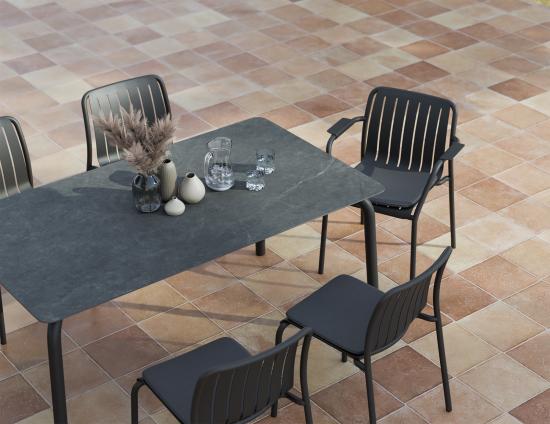 Roku Dining Table 160cm - Outdoor - Charcoal - Basalt Ceramic