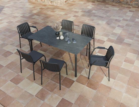 Roku Dining Table 160cm - Outdoor - Charcoal - Basalt Ceramic