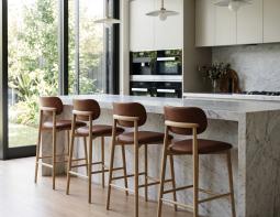 Timber Tan Leather Kitchen Stool