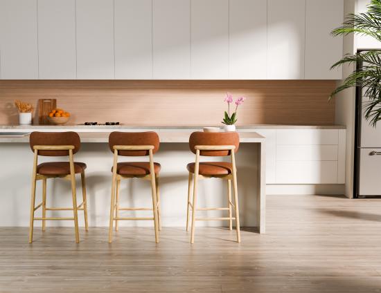 Oskar Bar Stool - Natural - Retro Brandy PU