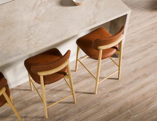 Oskar Bar Stool - Natural - Retro Brandy PU