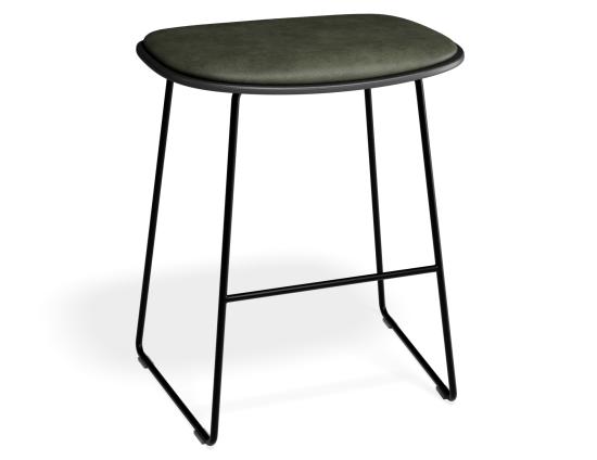 Elva Low Stool - Black Seat - Green Pad - Black Frame