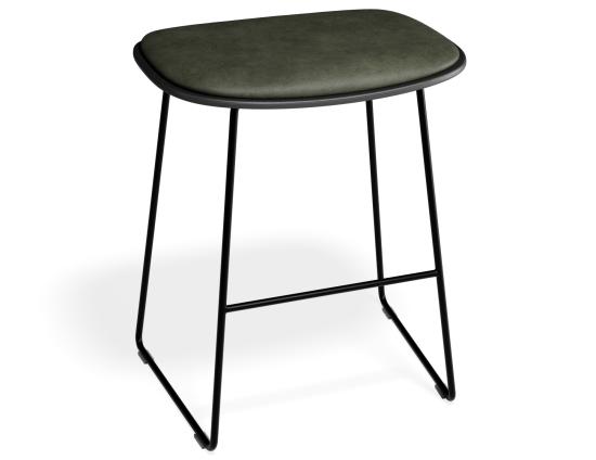 Elva Low Stool - Black Seat - Green Pad - Black Frame