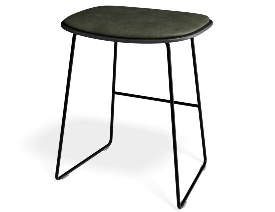 Elva Low Stool - Black Seat - Green Pad - Black Frame