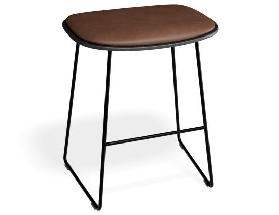Elva Low Stool - Black Seat - Tan Pad - Black Frame