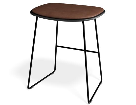 Elva Low Stool - Black Seat - Tan Pad - Black Frame