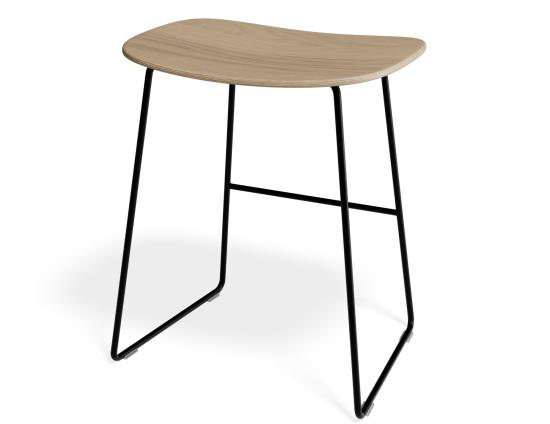 Elva Low Stool - Natural Seat - Black Frame