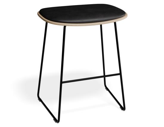 Elva Low Stool - Natural Seat - Black Pad - Black Frame