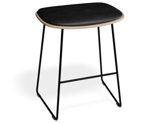 Elva Low Stool - Natural Seat - Black Pad - Black Frame