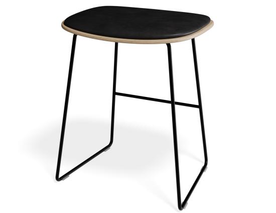 Elva Low Stool - Natural Seat - Black Pad - Black Frame