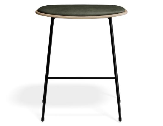 Elva Low Stool - Natural Seat - Green Pad - Black Frame