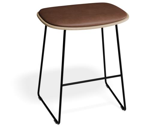 Elva Low Stool - Natural Seat - Tan Pad - Black Frame