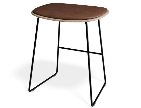 Elva Low Stool - Natural Seat - Tan Pad - Black Frame