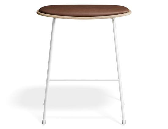 Elva Low Stool - Natural Seat - Tan Pad - White Frame