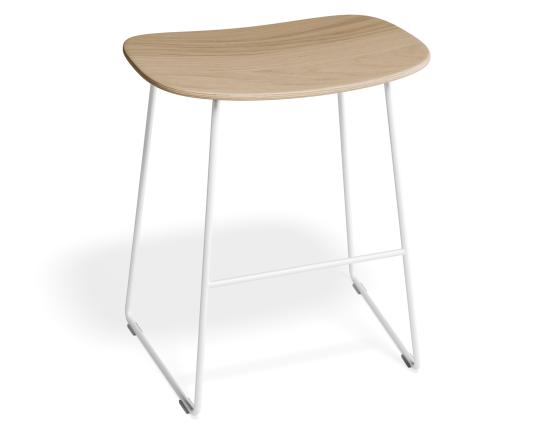 Elva Low Stool - Natural Seat - White Frame