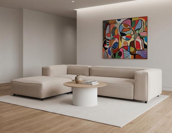 Nolia Modular Sofa - 3 Seater with Ottoman - Beige